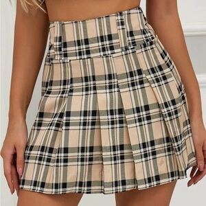 Plaid Print Pleated Skirt